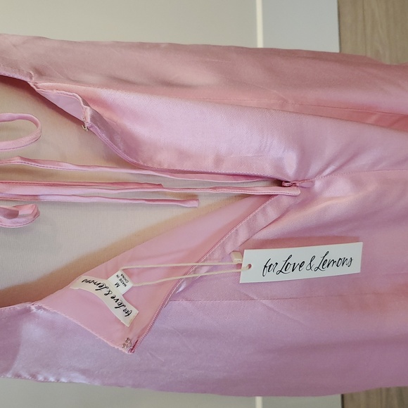 For Love And Lemons Pink Satin Mini Dress Size M new with tags - Picture 8 of 11